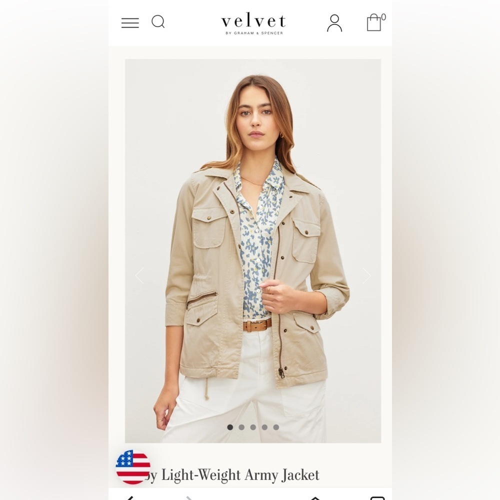 Lily Aldridge For Velvet Graham & Spencer Women's Tan Lightweight Army Jacket S